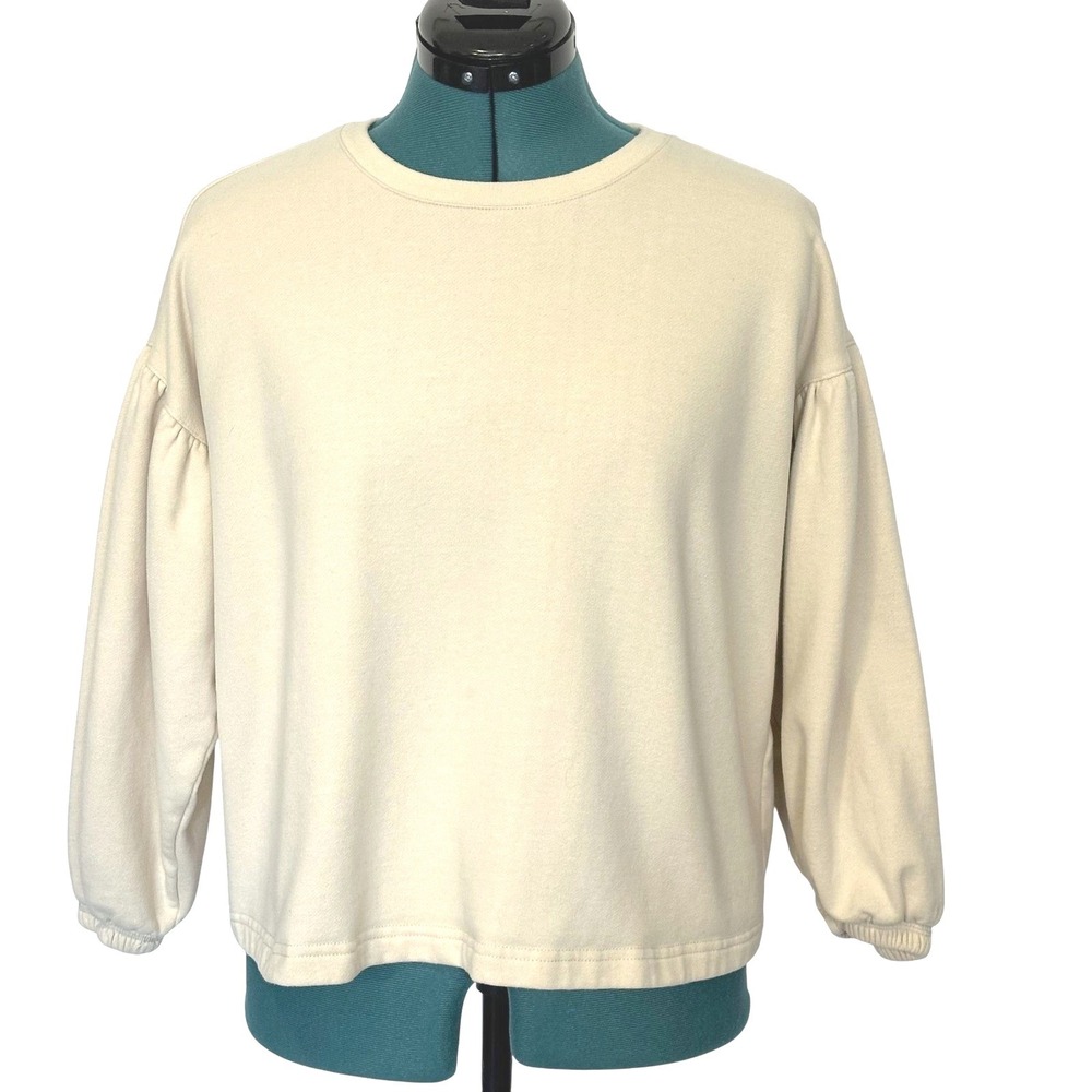 Marine Layer Sweatshirt Womens Medium Beige ReSpun Fleece Crewneck‎ Pullover
